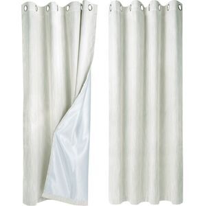 2 Panels Bedroom Linen Look Blackout Curtains Beige 52" x 72"